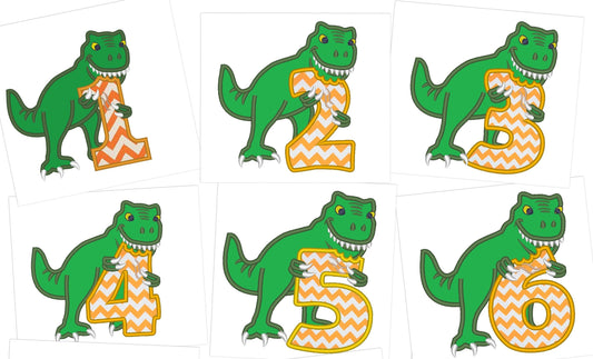 T-Rex Birthday Numbers Applique