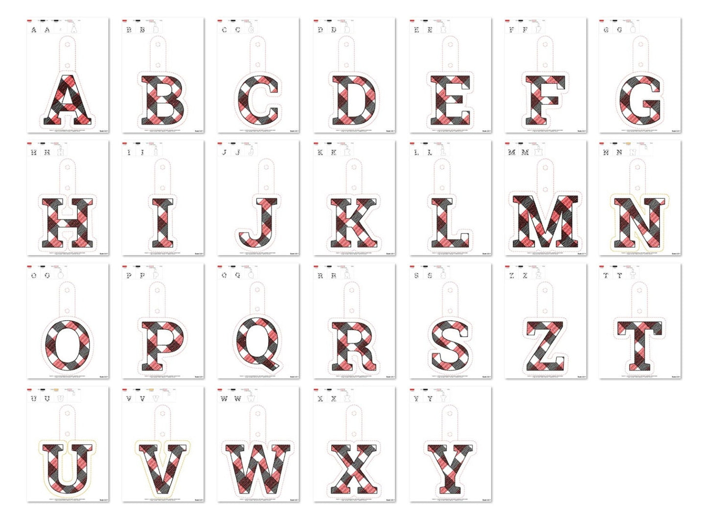 Christmas Gingham Monogram Keychain