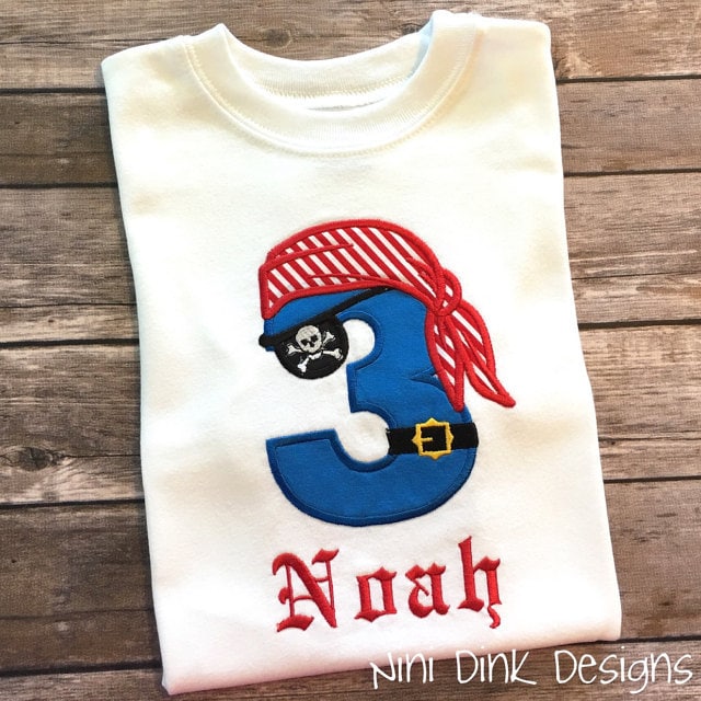 Pirate Birthday Numbers Applique