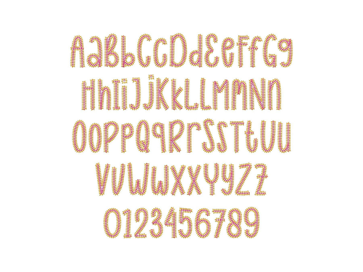 2 Color Chain FONT Urban light chain stitch outline alphabet machine ...
