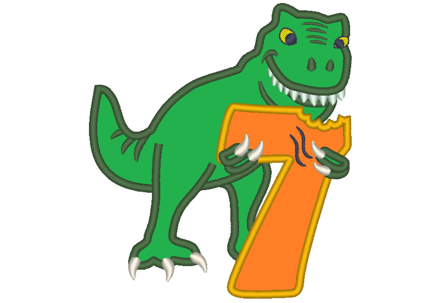T-rex dinosaur Birthday number seven 7 machine embroidery Birtday
