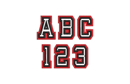 Thin Double Outline Athletic Sport Font Applique