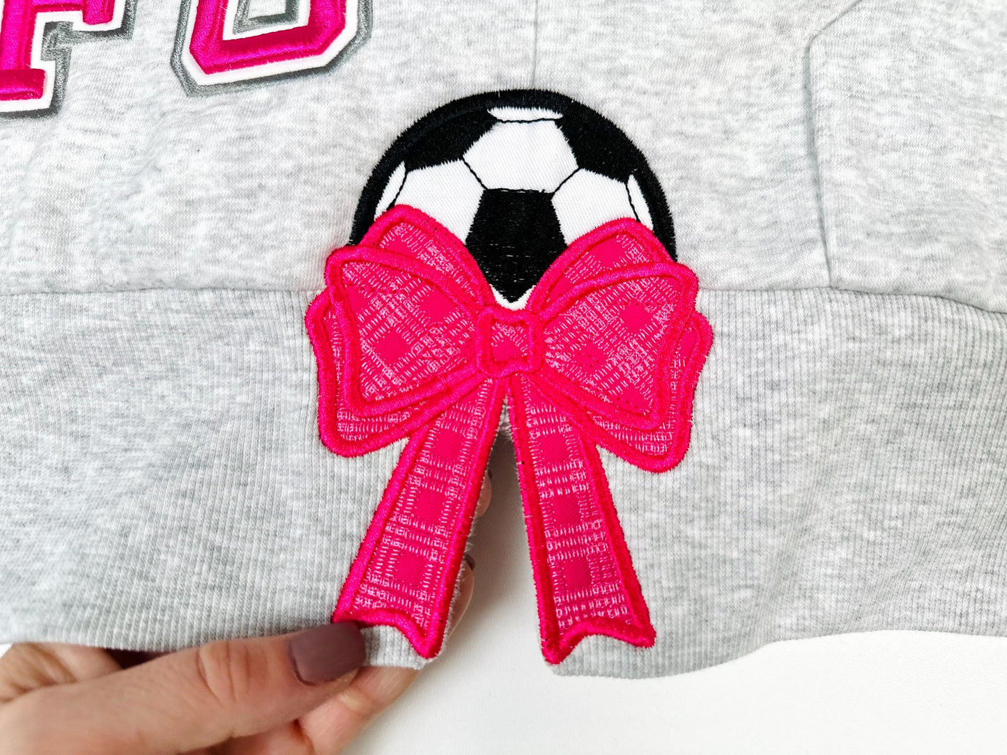 Soccer Ball And Gingham Plaid Bow