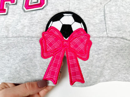 Soccer Ball And Gingham Plaid Bow