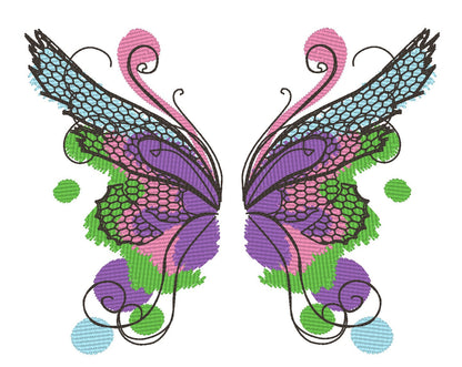 Baby classy watercolor butterfly wings, urban little baby, quick stitch