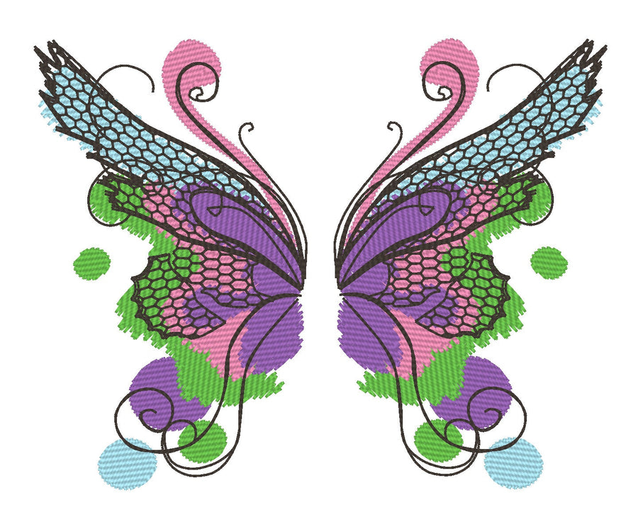 Baby classy watercolor butterfly wings, urban little baby, quick stitch