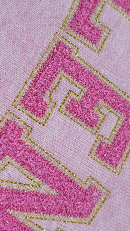 Faux Chenille Glitter HTV Athletic Font