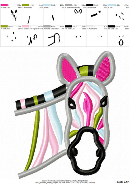 Fringed Hair Multicolor Zebra