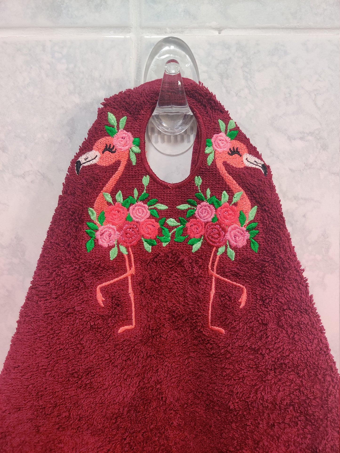 Floral Flamingos Towel Hanging Hole Topper