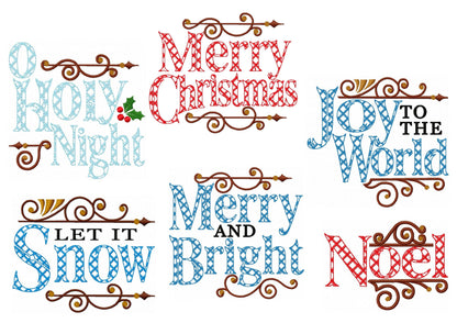 Merry Christmas Towel Saying Set of 6