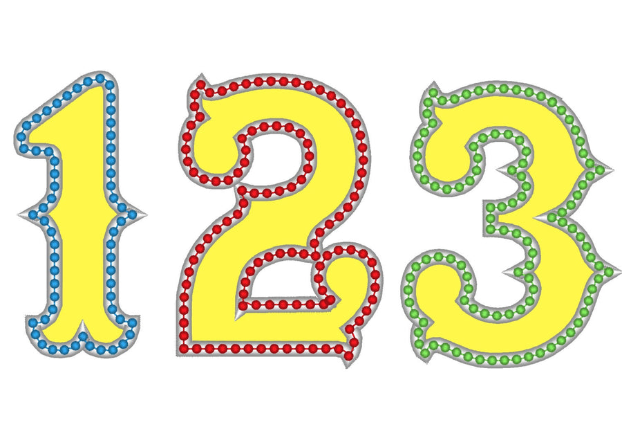 Circus laterns! Wide satin stitch birtday clown Numbers, machine
