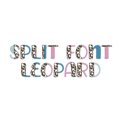 Split Font Leopard spots and fill stitch Duo font 2 colors alphabet