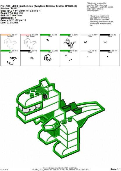 Boys Bricks Dinosaur T-Rex