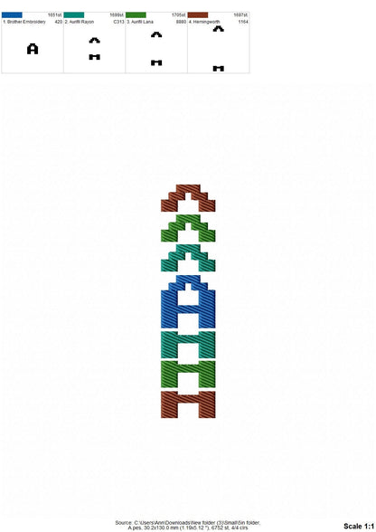 Pixel Miner Stacked Font Fill Stitch