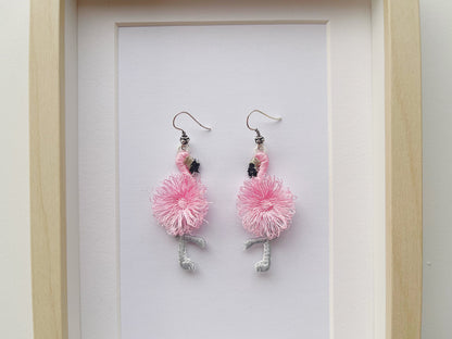 Cute Fringed Flamingo Earrings