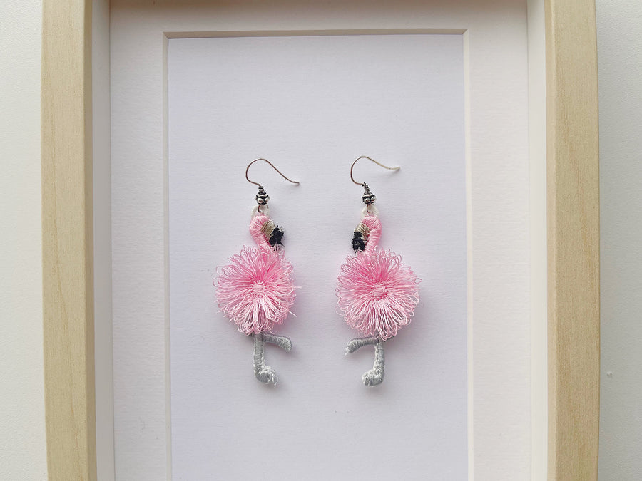 Cute Fringed Flamingo Earrings