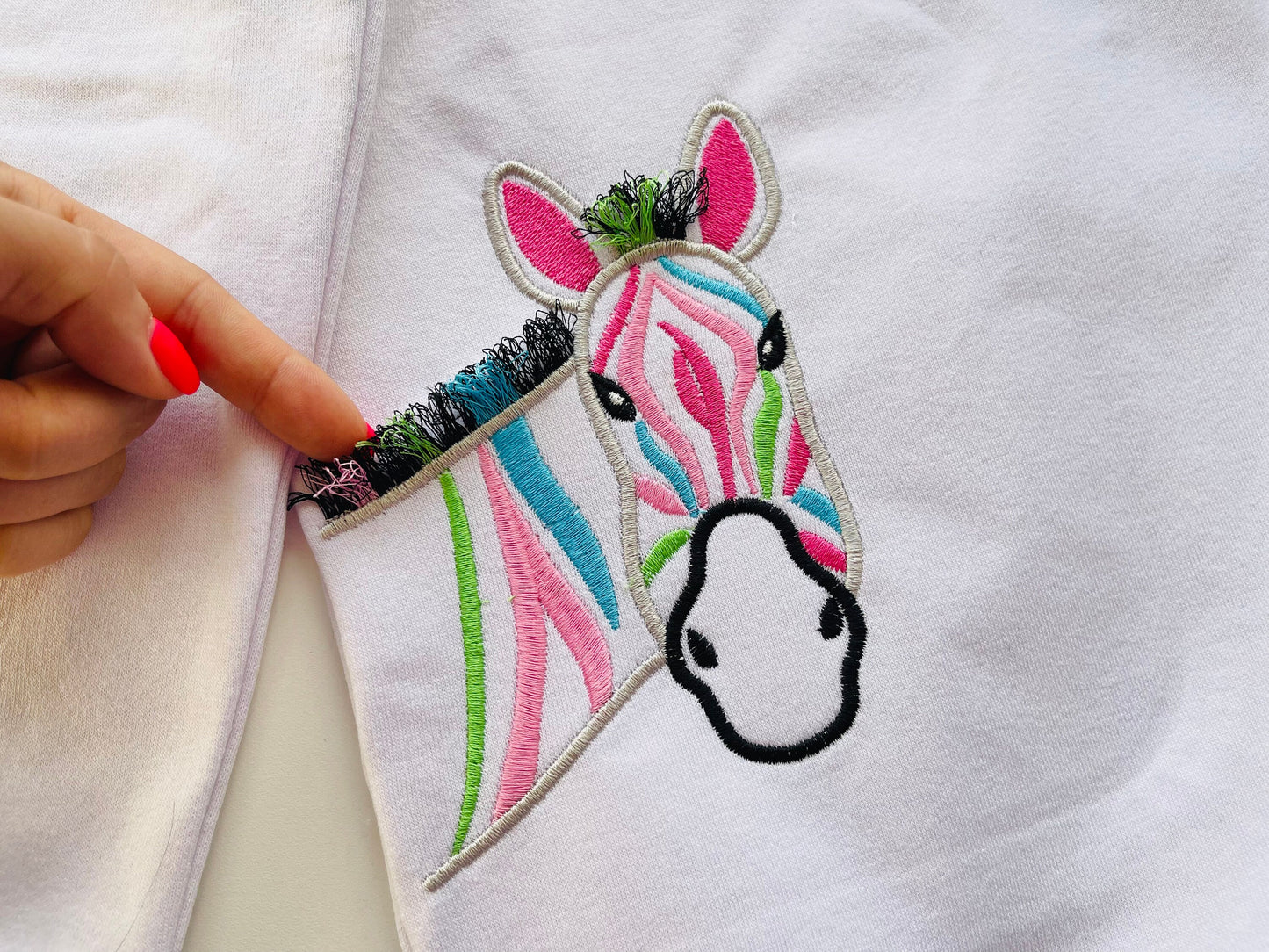 Fringed Hair Multicolor Zebra