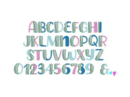 Split Font SET of 2 Crocodile and Leopard print fill stitch Duo font 2