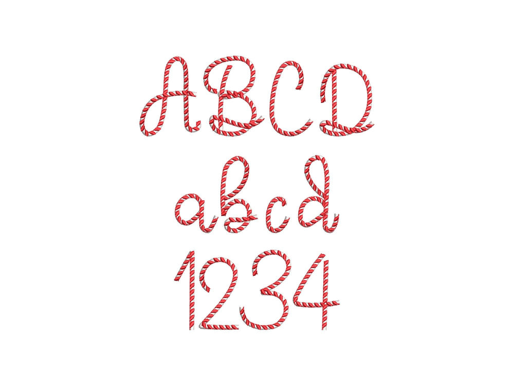 Candy Cane Twist Font – Sizes 1.4" 1.7" 2" 2.5" 3" 3.7" BX Digital Font File | Artapli