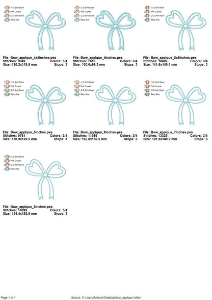 Heart Shape Ribbon Side Bow Applique