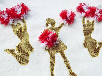 Glitter Cheerleader with Fringed Pom Poms Set