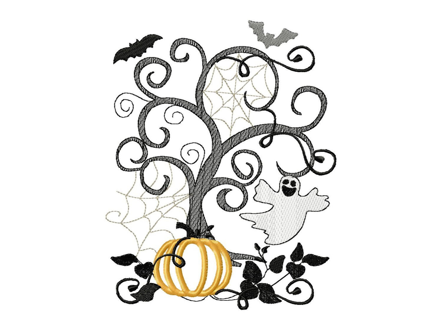 Halloween Scene Sketch Stitch Applique