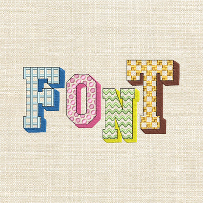 Patterned Font Set of 4