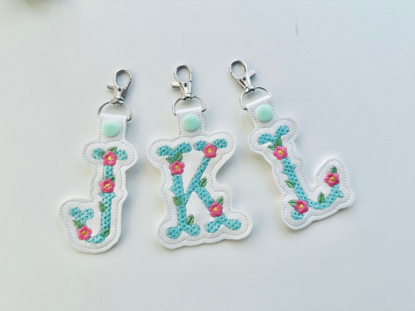 Small flower western cowboy Monogram keychain and eyelet gift tag