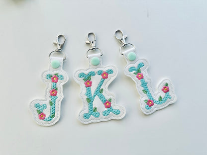 Small flower western cowboy Monogram keychain and eyelet gift tag