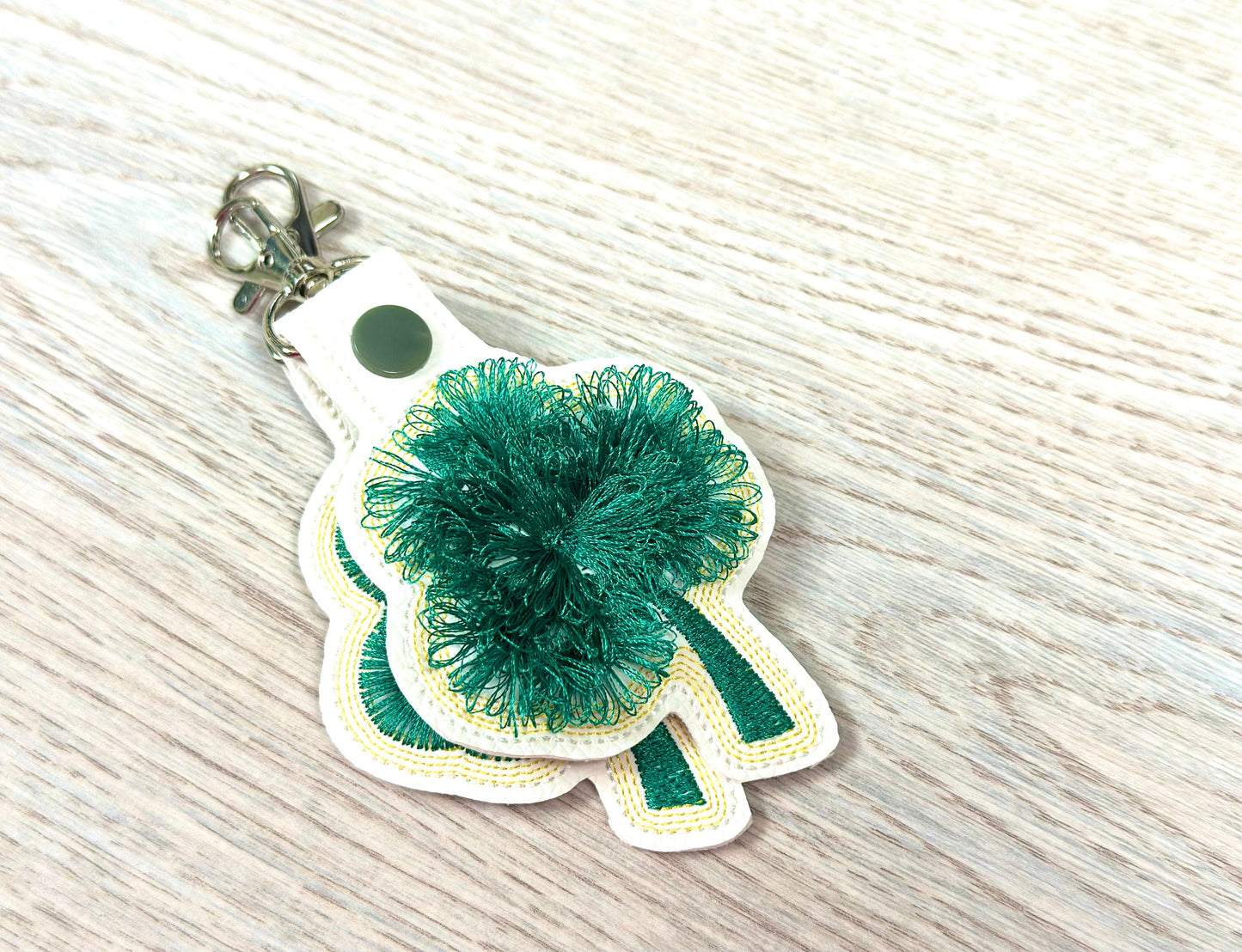 Fringed Shamrock Clover Keychain