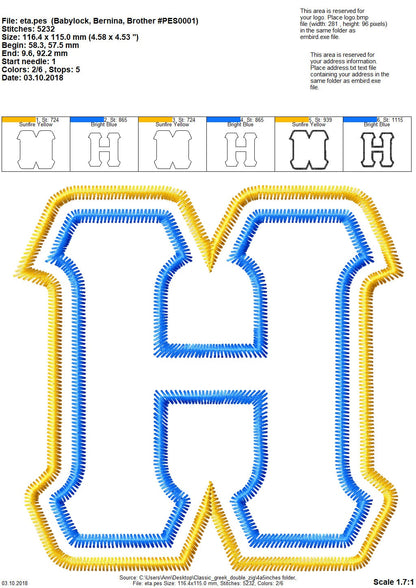Classic Sororities Greek Font Zig Zag Applique