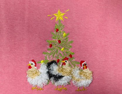 Chicken Christmas Party machine embroidery designs Fringed Fluffy
