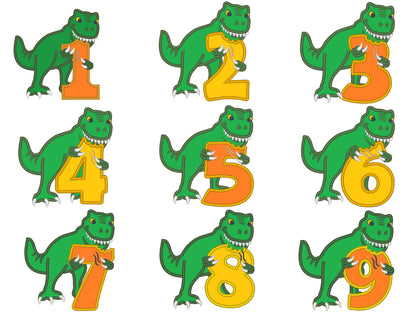 T-Rex Dinosaur and Bitten Birthday Numbers