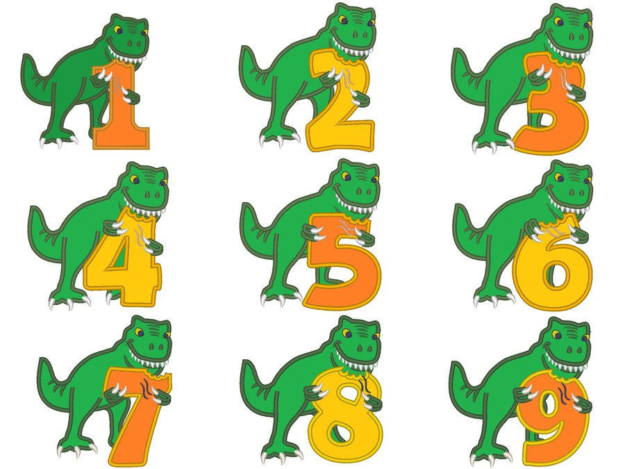 T-Rex Dinosaur and Bitten Birthday Numbers