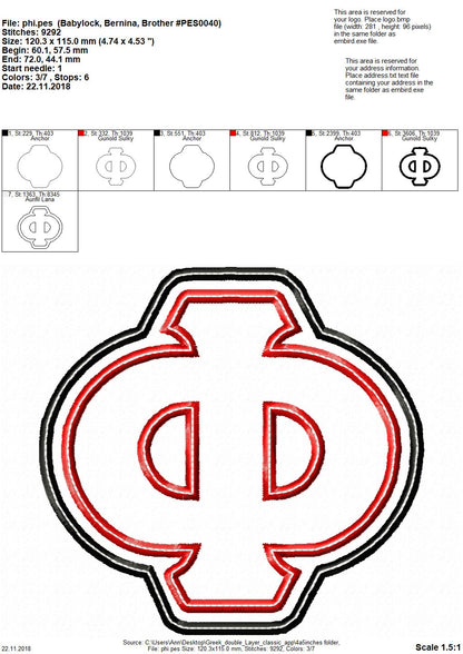 Sororities Greek 2 Layers and Top Stitch Font