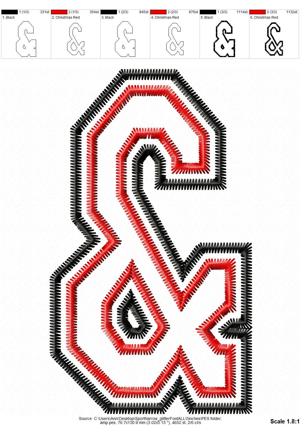 Big Glitter HTV Vinyl Narrow Sport Font