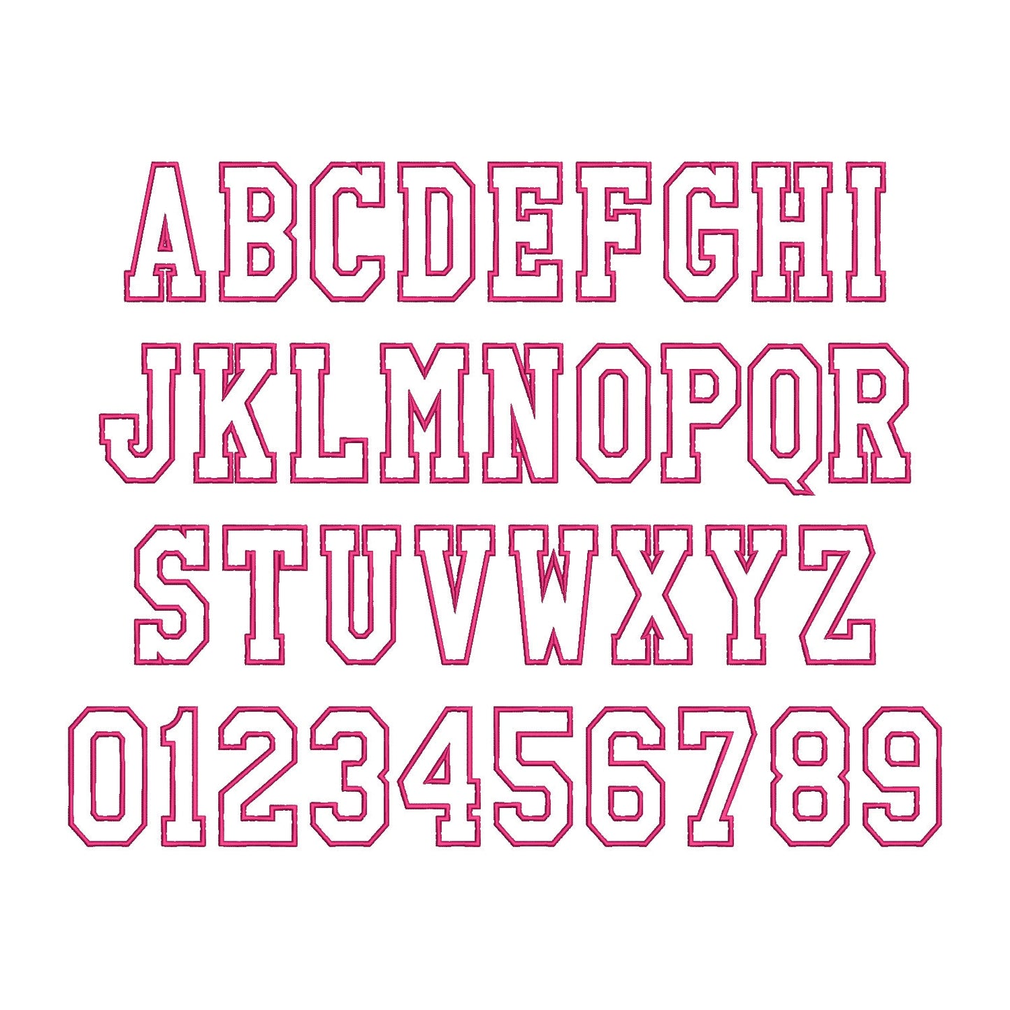 Narrow Varsity Athletic Sport Font Applique