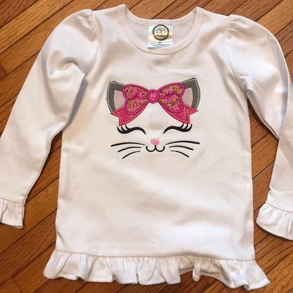 Little Kitty with Bow Applique