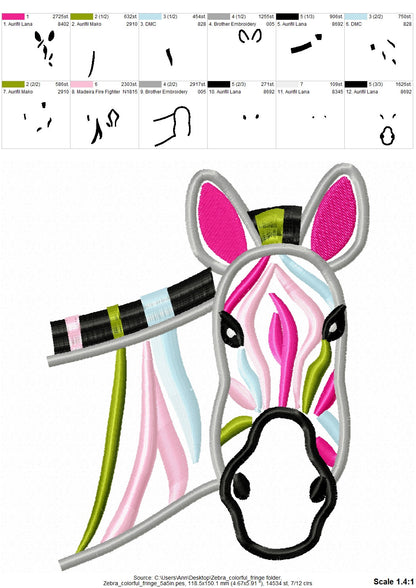 Fringed Hair Multicolor Zebra