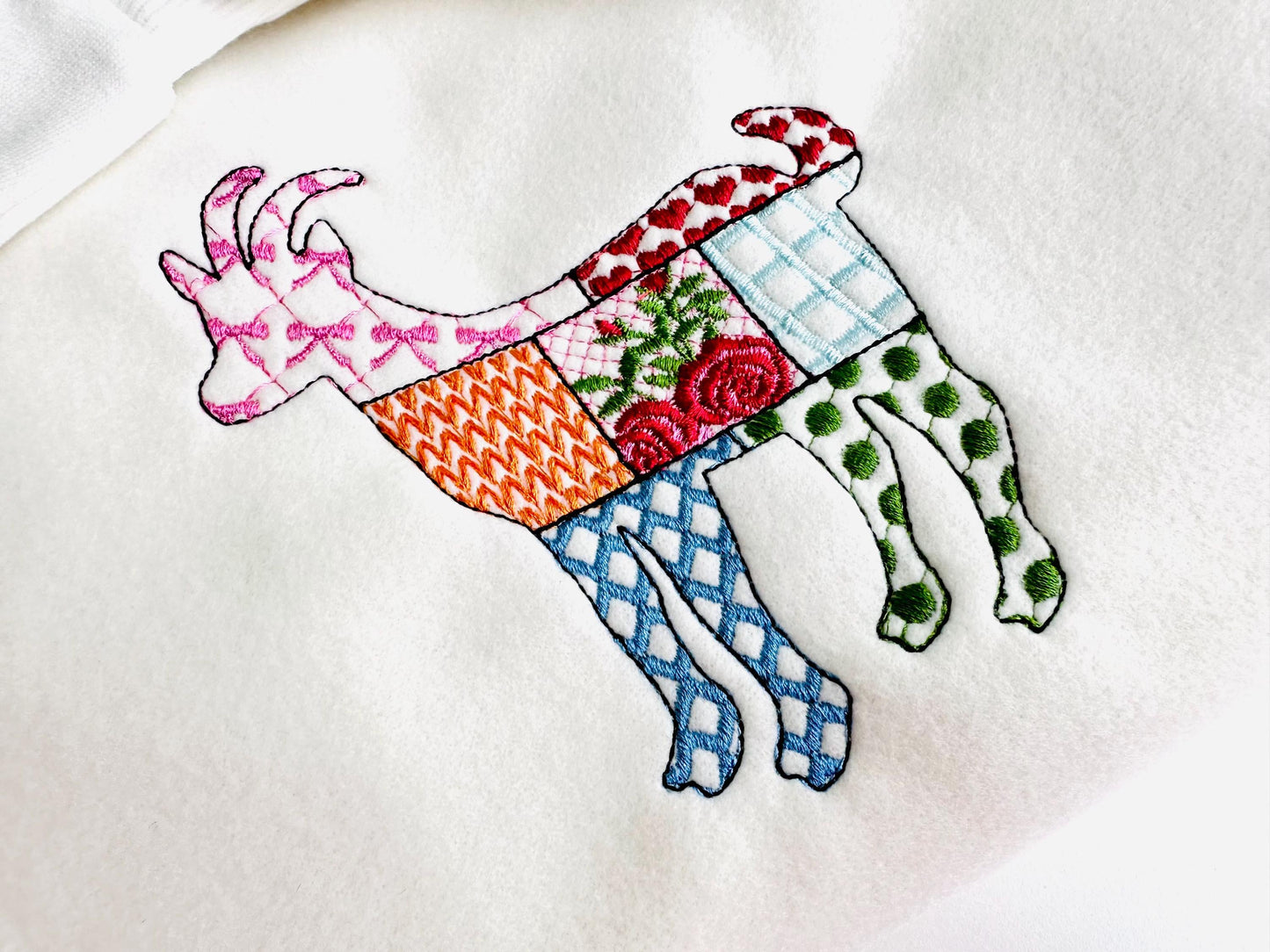 Patchwork Goat Farm animal patterned Goat silhouette outline machine