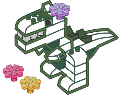 Bricks Block Floral T-Rex Dinosaur