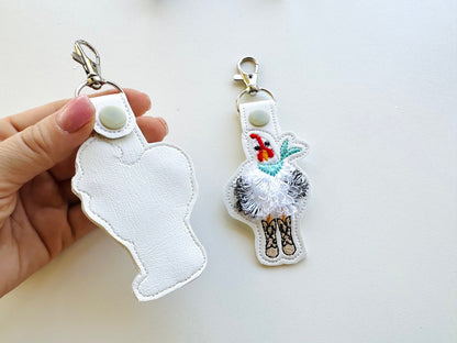 Cowboy Boots Fringed Chicken Keychain