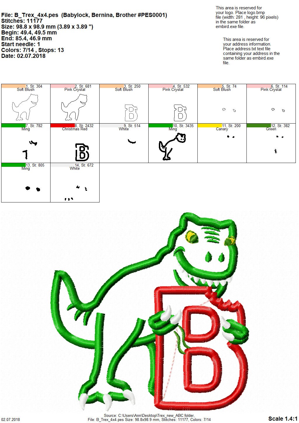 T-rex dinosaur Personalized name letter whole alphabet 26 letters