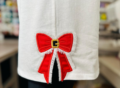 Fringed Santa Claus Bow Applique