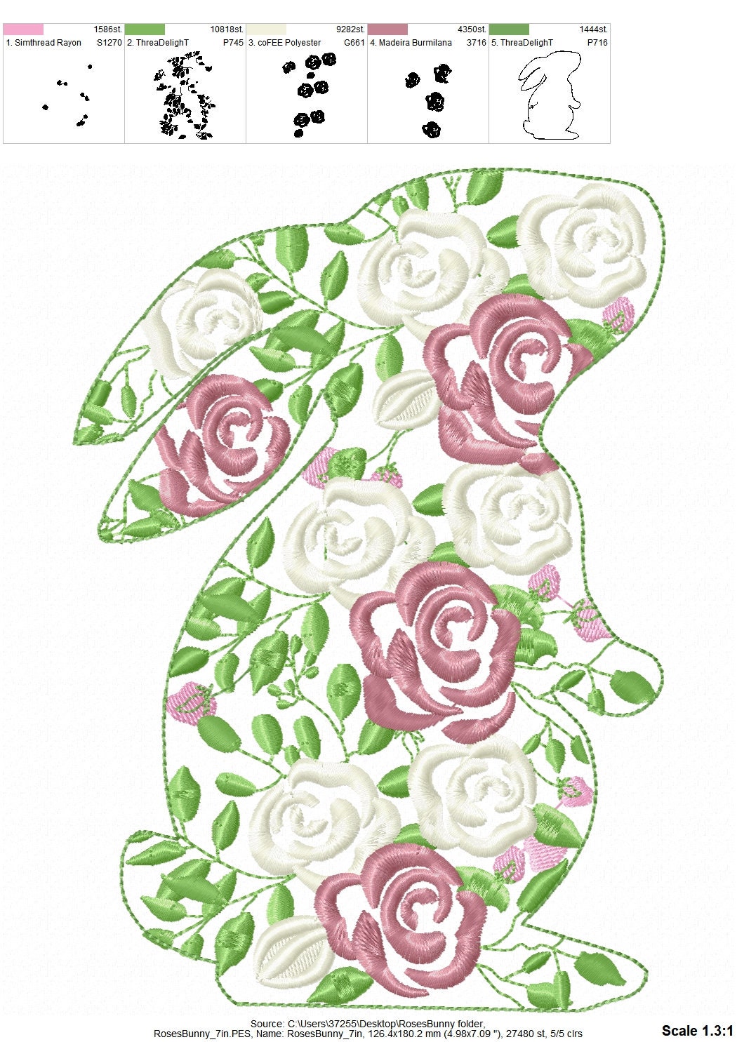 Floral Easter Bunny Silhouette