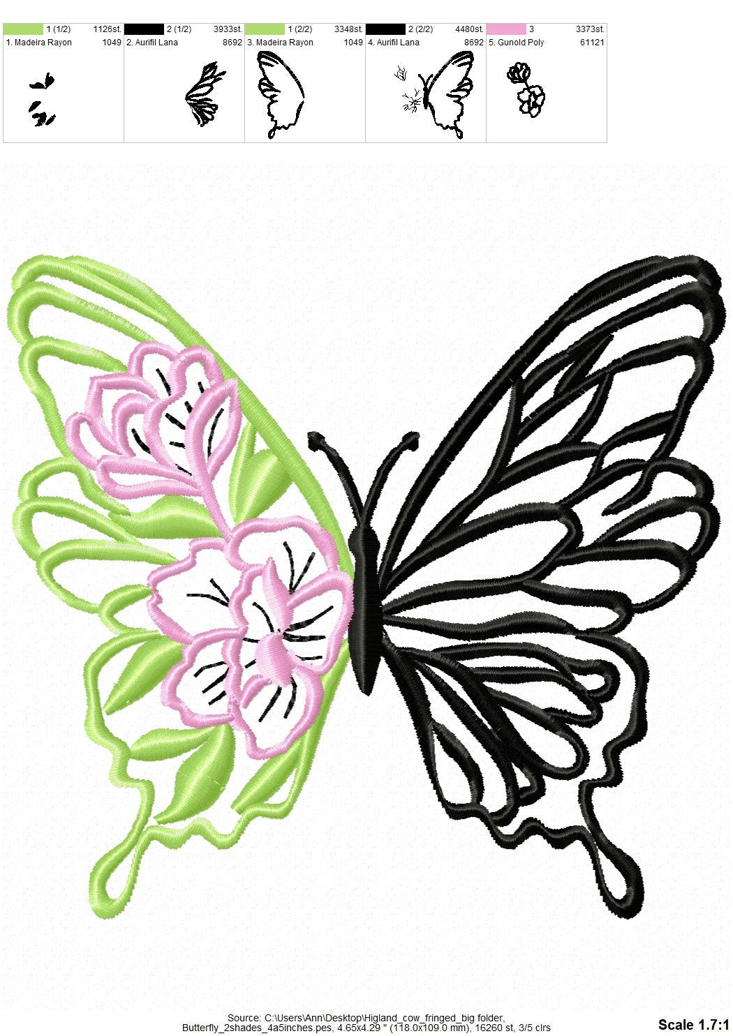 Floral Half Butterfly Outline Set of 2