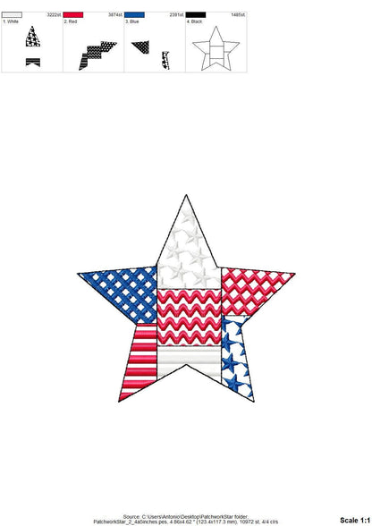 Patchwork Patriotic Star Outline