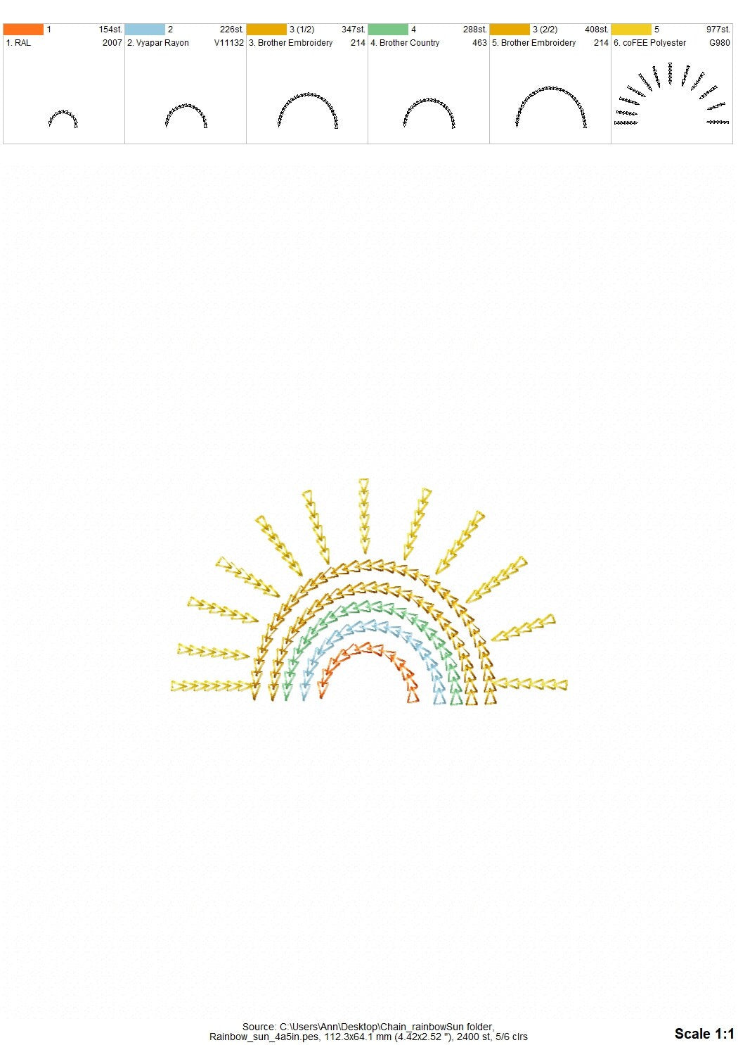 Primitive Chain Stitch Boho Rainbow