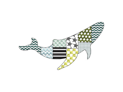 Patchwork Whale Sea Life ocean marine animal silhouette patterned