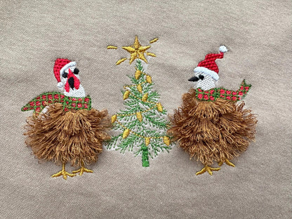 Fringed Santa Chicken and Christmas Tree